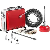 Vevor Avloppsrensningsmaskin, 400W 1400 RPM elektrisk rörrensningsmaskin för avlopp med slang och 20m x 16mm, 5m x 9.5mm och 0.4m x 12mm stålfjädervajer och 6 avbitartänger, passar rör med 50-110 mm d