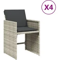 vidaXL Trädgårdsstolar med kuddar set om 4 ljusgråpolyrotting 364988