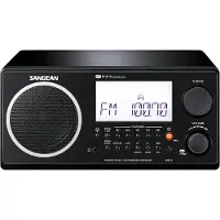 Sangean Bordsradio WR-2 FM, AM Hölje i äkta trä, Väckningsfunktion, inkl. fjärrkontroll Svart