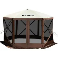 Vevor Paviljongtält med skärm, 10 x 10 fot, 6-sidigt uppfällbart campingtält med nätfönster, bärbar bärväska, markpinnar, stora skuggtält för utomhuscamping, gräsmatta och bakgård