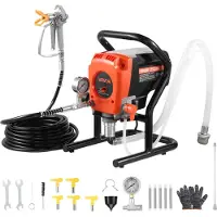 Vevor stativ airless färgspruta, 900W, 3300PSI högtrycks airless spruta, rengöringsborste, slang, förlängningsstång, munstycken, elektrisk sprutmålningsmaskin för inomhus- eller utomhusbruk, hus, stak