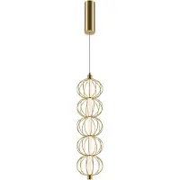 Maytoni Pendellampa Golden Cage, Mässing / guld, Vardagsrum / matsal, Metall