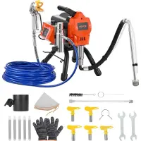 Vevor stativ högtrycksspruta, 1500W, 3300PSI högtrycksspruta, rengöringsborste, slang, förlängningsstång, munstycken, elektrisk sprutmålningsmaskin för stora lägenheter, fabriksbyggnader