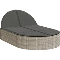 vidaXL Dubbel chaise longue med ljusgrå kuddar i flätad harts 368651