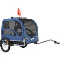 Vevor Hundcykelvagn, Stöder upp till 100 lbs, Pet Cart Cykelhållare, Lätt hopfällbar ram med snabbkopplingshjul, Universal Cykelkoppling, Reflexer, Flagga, Hopfällbar att förvara, Blå/svart