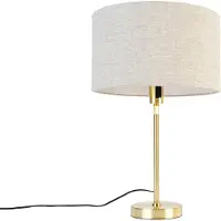 QAZQA Bordslampa guld justerbar med ljusgrå skärm 35 cm - Parte