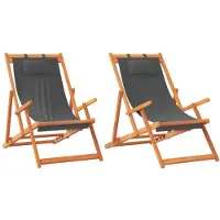 vidaXL Hopfällbara strandstolar 2 st grå tyg
