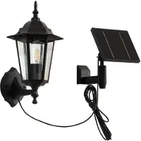 LINDBY LED-solcellslampa Sayata, svart, aluminium, lykta Sayata, Svart, Aluminium / grå / zink, Modern, Solcellslampa utomhus