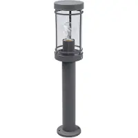 LINDBY Sockellampa Djori, 50 cm, antracit, stål, E27 Djori, Aluminium / grå / zink, Rostfritt stål, Modern, Utomhuslampa