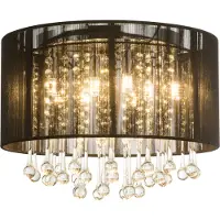 Globo Taklampa Sierra, Svart, Vardagsrum / matsal, Textil / tyger / siden, Taklampa