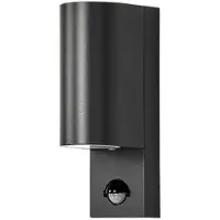 LINDBY Utomhus vägglampa med rörelsesensor Palina , dimbar, Svart, Aluminium / grå / zink, Modern