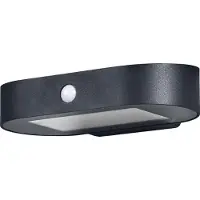 Osram LED-sensorvägglampa ENDURA STYLE SOLAR OVAL 20 cm 830, Svart, Aluminium / grå / zink, Modern, Solcellslampa utomhus