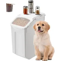 Vevor Risförvaringsbehållare, 4,5 gallon/20 liters kapacitet, stor hundmatsbehållare, köksingredienser, spannmålsbehållare, mjölbehållare, husdjursfoderbehållare med hjul, måttkopp, lufttätt lock, 1-p