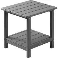 Vevor sidobord för utomhusbruk, 450B x ​​380D x 440H mm, dubbelt HDPE-sidobord för enkelt underhåll, tål hårt väder, lämplig för uteplats, pool, strand, veranda, inomhus, bakgård, grå