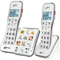 Geemarc Telecom AMPLIDECT 595-2 PHOTO Trådlös seniortelefon Telefonsvarare, Kamera knapp Belyst display Vit