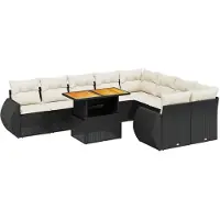 vidaXL Loungegrupp 10 delar med svarta dynor konstrotting