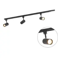 QAZQA Modernt skensystem med 3 spotlights svart 1-fas - Iconic Jeana