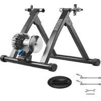 Vevor cykeltrainer, 660,4-736,6 mm och 700C hjul, hopfällbart stationärt trainerställ för inomhusträning med snabbkopplingsspett och framhjulslyftare, passar racercyklar, svart