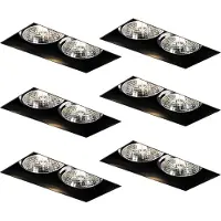 QAZQA Set om 6 infällda spotlights svarta GU10 70 mm 2-ljus utan kant - Oneon