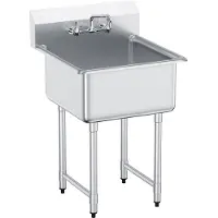 Vevor diskho i rostfritt stål, fristående liten diskho med 1 fack, inklusive kran och ben, 27"x41" kommersiella diskhoar med enkel ho för garage, restaurang, kök, tvättstuga