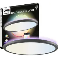 Calex Smart taklampa HALO, dimbar, Svart, Vardagsrum / matsal, Syntetmaterial, Modern, Smarta hem taklampa