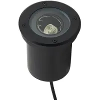 LINDBY golvinbyggnadslampa Cliff, Ø 13 cm, rund, svart Cliff , dimbar, Svart, Syntetmaterial, Modern, Markspotlights