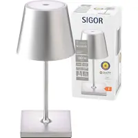 Sigor Nuindie mini LED uppladdningsbar bordslampa, Easy Connect, silver, dimbar mini,, Aluminium / grå / zink, Vardagsrum / matsal, Aluminium / grå / zink, Modern