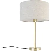 QAZQA Klassisk bordslampa mässing med ljusgrå skärm 35 cm - Simplo