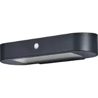 Osram LED-sensorvägglampa ENDURA STYLE SOLAR OVAL 34 cm 830, Svart, Aluminium / grå / zink, Modern, Solcellslampa utomhus