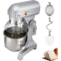 Vevor Industriell Köksmaskin 15Lt 600W, 3 hastigheter (110/178/390 RPM), Hållbar 110V, Inkluderar rostfri skål, degkrok, visp, visp, idealisk för utbildningsinstitutioner, bagerier, restauranger