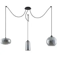 LUCANDE Glas pendellampa Zyli , dimbar, Aluminium / grå / zink, Vardagsrum / matsal, Glas, Vintage, Pendellampa