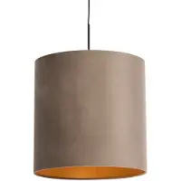 QAZQA Hänglampa med taupe-sammetslampa med guld 40 cm - Combi
