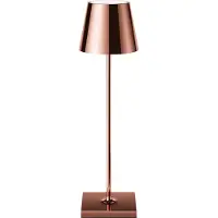 Sigor LED-bordlampa med batteri Nuindie, USB-C, koppar, IP54, dimbar, Koppar, Vardagsrum / matsal, Aluminium / grå / zink, Modern