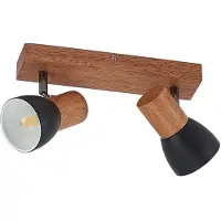 LINDBY Tonja takspot med trä, 2 lampor , dimbar, Ljust trä, Vardagsrum / matsal, Metall, Modern, Spotlight