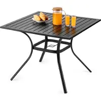 Vevor Matbord för utomhusbruk, 94 cm fyrkantiga bistrobord i metall och stål, med 38 mm paraplyhål, stora utomhusmöbler i alla väder för gräsmatta, veranda, svart