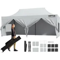 Vevor Pop Up Baldakin Tält Utomhus Lusthus tält 10x20FT med sidoväggar &amp; väska Vit