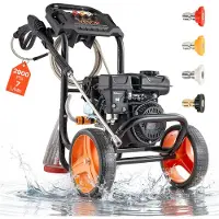 Vevor Gastryckstvätt 2900 PSI och max 7 l/min, uppgraderad aluminiumpump med sprutpistol och skaft, set med 4 munstycken, lågprofilstvätt för bilar, staket, uppfarter, hem, uteplatser, möbler
