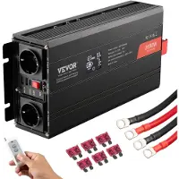 Vevor Ren Sinusvågsväxelriktare, 2000 Watt, DC 12V till AC 230V växelriktare med 2 AC-uttag 2 USB-portar 1 Typ-C-port, LCD-skärm och fjärrkontroll för medelstora hushållsapparater, CE FCC