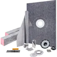 Vevor Duschkantsats, 38"x60" Vattentät duschkantbeklädnad med 4" PVC-central fästfläns, 4" rostfritt stålgaller, 2 kapbara duschkanter och murslev, lutande duschstångspinnar, lämplig för badrum
