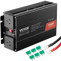 Vevor Modifierad sinusvågsväxelriktare, 1500W, DC 12V till AC 230V växelriktare med 2 AC-uttag 2 USB-portar 1 typ-C-port 6 reservsäkringar, för små hemenheter som smartphones och bärbara datorer, CE F