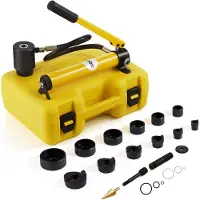 Vevor 10 tons hydraulisk knockout-stanssats, 1/2" till 2" rörhålskärsats, KO-verktygssatser med stansare 6 delar, metallplåtsmejselverktyg, för aluminium, mässing, rostfritt stål, glasfiber och plast