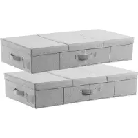 Vevor Förvaring under sängen med lock, 805 x 405 x 155 mm, 48L stora klädförvaringsbehållare under sängen, lågprofil grå låda för skolåda under sängen för filtsko, sovrum, 2-pack