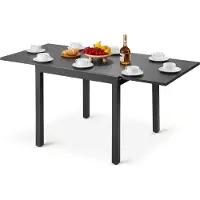 Vevor Utbyggbart matbord för utomhusbruk, 80-160 cm rektangulära bistrobord för 4-6 personer, aluminiumram, metallstål, stora vädertåliga möbler för gräsmatta, veranda, mörkgrå