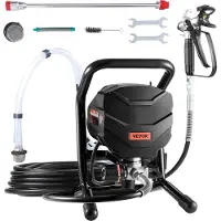 Vevor Stand Airless Färgspruta, 650W Högeffektiv Airless Spruta, 3000PSI Elektrisk Färgspruta Maskin Förlängningsstång och Rengöringskit för Inredning och Utomhusmöbler/Staket/Hem/Hus