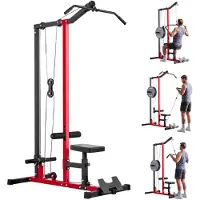 Vevor LAT Pull Down-maskin, 2-i-1 roddkabelmaskin, kabelmaskiner för hemmagym med justerbar sits i 3 nivåer, justerbar skumrulle i 4 nivåer, belastning 227 kg latorian för rygg, bröst, triceps, svart