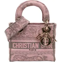 Dior Pre-owned Begagnad Mini Broderad Canvas Toile De Jouy Lady D Lite