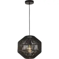 Searchlight Hänglampa Wicker, dimbar, Svart, Metall, Modern, Pendellampa