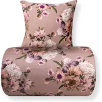 ByBorg Bäddset 150x210 cm - bomullssatin - vändbart rosa blomsterbäddset