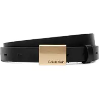 Calvin Klein Full Grain Leather Plaque Buckle Belt
