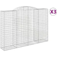 vidaXL Gabioner bågformade 3 st 300x50x200/220 cm galvaniserat järn